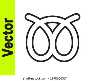 Black line Pretzel icon isolated on white background. German comfort food pastry. Oktoberfest festival.  Vector