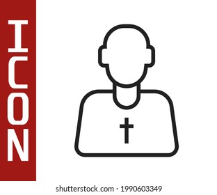 Black line Priest icon isolated on white background.  Vector
