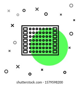 Black line Printed circuit board PCB icon isolated on white background.  Vector Illustration