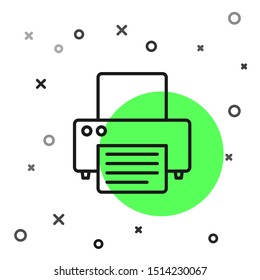 Black line Printer icon isolated on white background.  Vector Illustration