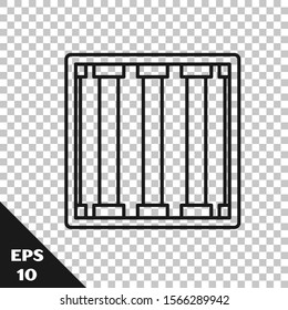 Black line Prison window icon isolated on transparent background.  Vector Illustration
