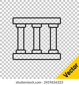 Icono de la ventana de la prisión de línea negra aislado en fondo transparente.  Vector