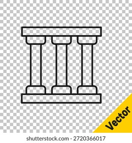 Black line Prison window icon isolated on transparent background.  Vector