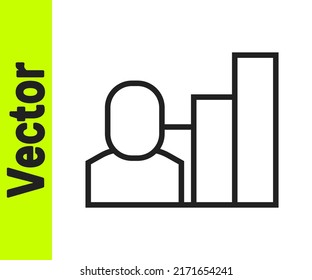 Black line Productive human icon isolated on white background. Idea work, success, productivity, vision and efficiency concept.  Vector