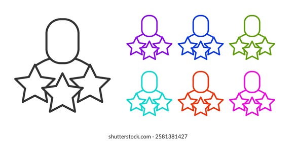 Black line Productive human icon isolated on white background. Idea work, success, productivity, vision and efficiency concept. Set icons colorful. Vector