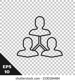 Black line Project team base icon isolated on transparent background. Business analysis and planning, consulting, team work, project management.  Vector Illustration
