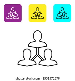 Black line Project team base icon isolated on white background. Business analysis and planning, consulting, team work, project management. Set icons colorful square buttons. Vector Illustration