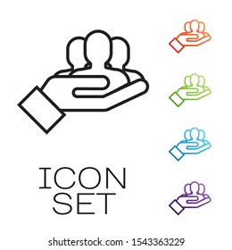 Black line Project team base icon isolated on white background. Business analysis and planning, consulting, team work, project management. Set icons colorful. Vector Illustration