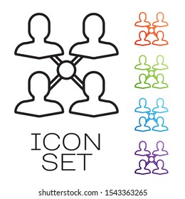 Black line Project team base icon isolated on white background. Business analysis and planning, consulting, team work, project management. Set icons colorful. Vector Illustration