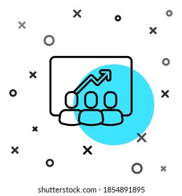 Schwarze Linie Projekt Team-Base Symbol einzeln auf weißem Hintergrund. Unternehmensanalyse und -planung, Beratung, Teamarbeit, Projektmanagement. Zufällige dynamische Formen. Vektorgrafik