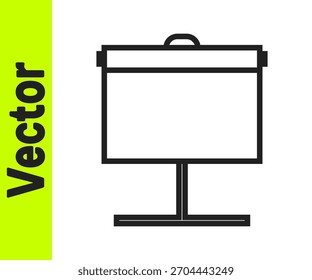 Línea negra Icono de pantalla de proyección aislado sobre fondo blanco. Video Contenido visual de presentación empresarial como diapositivas, infografías y fotografías.  Ilustración vectorial
