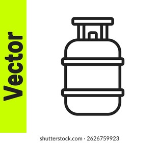 Black line Propane gas tank icon isolated on white background. Flammable gas tank icon.  Vector
