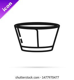 Black line Protective cone collar icon isolated on white background. Recovery pet cone. Cone for animal.  Vector Illustration