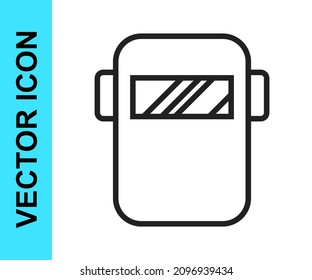 Black line Protective welding mask helmet icon isolated on white background. Protective clothing and tool worker.  Vector