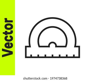 Black line Protractor grid for measuring degrees icon isolated on white background. Tilt angle meter. Measuring tool. Geometric symbol.  Vector