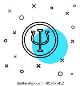 Black line Psychology icon isolated on white background. Psi symbol. Mental health concept, psychoanalysis analysis and psychotherapy. Random dynamic shapes. Vector