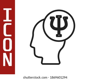 Black line Psychology icon isolated on white background. Psi symbol. Mental health concept, psychoanalysis analysis and psychotherapy.  Vector