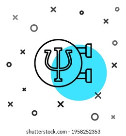 Black line Psychology icon isolated on white background. Psi symbol. Mental health concept, psychoanalysis analysis and psychotherapy. Random dynamic shapes. Vector