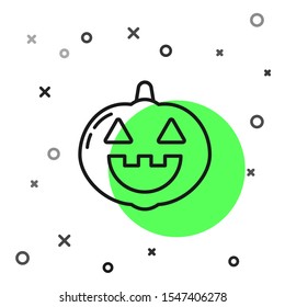 Black line Pumpkin icon isolated on white background. Happy Halloween party.  Vector Illustration