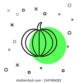 Black line Pumpkin icon isolated on white background. Happy Halloween party.  Vector Illustration