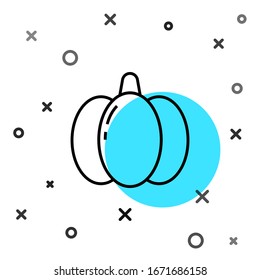 Black line Pumpkin icon isolated on white background. Happy Halloween party. Random dynamic shapes. Vector Illustration