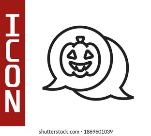 Black line Pumpkin icon isolated on white background. Happy Halloween party.  Vector