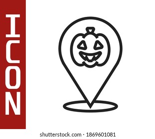 Black line Pumpkin icon isolated on white background. Happy Halloween party.  Vector
