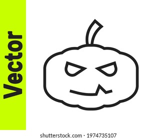 Black line Pumpkin icon isolated on white background. Happy Halloween party.  Vector