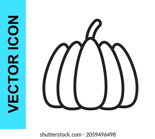 Black line Pumpkin icon isolated on white background. Happy Halloween party.  Vector