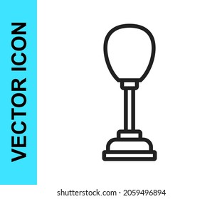 Black line Punching bag icon isolated on white background.  Vector