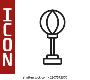 Black line Punching bag icon isolated on white background.  Vector