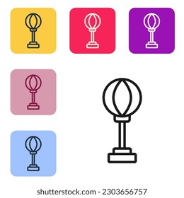 Black line Punching bag icon isolated on white background. Set icons in color square buttons. Vector