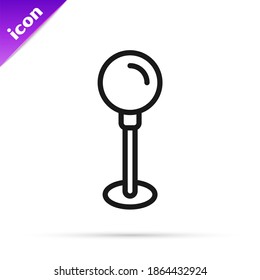 Black line Push pin icon isolated on white background. Thumbtacks sign.  Vector
