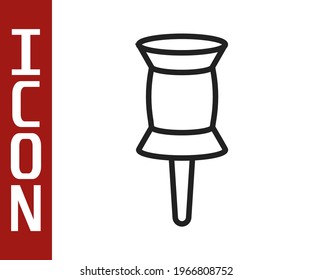 Black line Push pin icon isolated on white background. Thumbtacks sign.  Vector