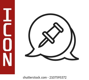 Icono del pasador de inserción de línea negra aislado en fondo blanco. Señal de miniaturas.  Vector