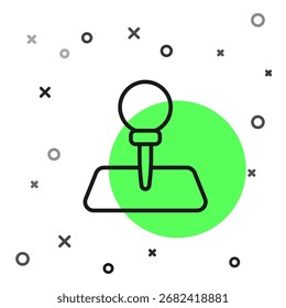 Black line Push pin icon isolated on white background. Thumbtacks sign.  Vector