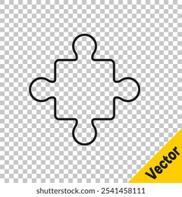 Black line Puzzle pieces toy icon isolated on transparent background.  Vector