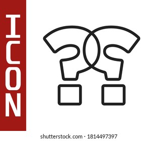 Icono de interrogación de línea negra aislado en fondo blanco. Signo de FAQ. Copiar archivos, burbuja de voz de chat y gráfico.  Vector