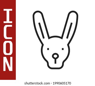 Black line Rabbit with ears icon isolated on white background. Magic trick. Mystery entertainment concept.  Vector