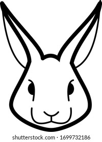 vectorial de ilustración de icono de conejo de línea negra