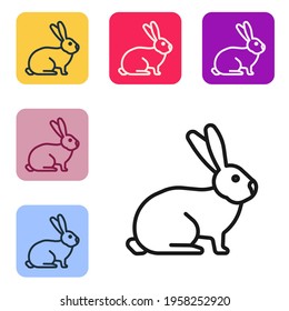 Schwarzes Kaninchen Symbol einzeln auf weißem Hintergrund. Die Symbole werden in den Tasten für das Farbquadrat eingestellt. Vektorgrafik