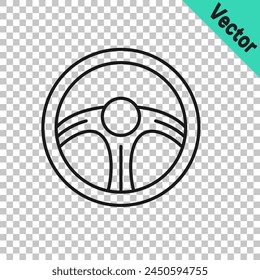 Black line Racing steering wheel icon isolated on transparent background. Car wheel icon.  Vector