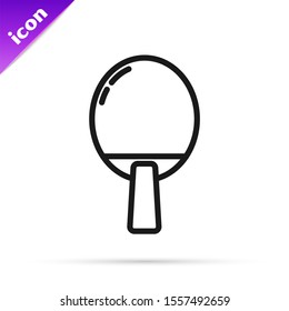 Black line Racket for playing table tennis icon isolated on white background.  Vector Illustration