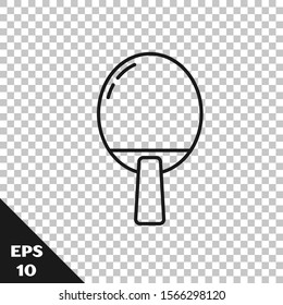 Black line Racket for playing table tennis icon isolated on transparent background.  Vector Illustration