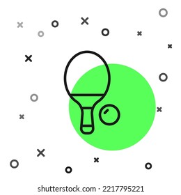 Black line Racket for playing table tennis icon isolated on white background.  Vector