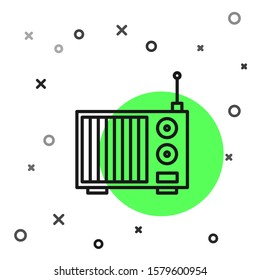 Black line Radio with antenna icon isolated on white background.  Vector Illustration