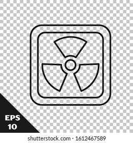 Black line Radioactive icon isolated on transparent background. Radioactive toxic symbol. Radiation Hazard sign.  Vector Illustration