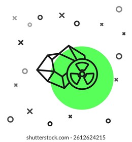 Black line Radioactive icon isolated on white background. Radioactive toxic symbol. Radiation hazard sign.  Vector