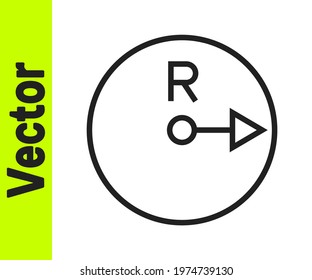 Black line Radius icon isolated on white background.  Vector