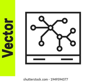 Black line Railway map icon isolated on white background.  Vector